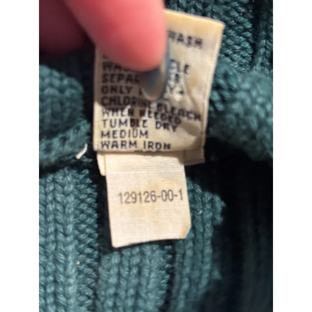 Vtg Gap Snowflake‎ Mock Neck Sweater Sz Large Green Women's Y2K